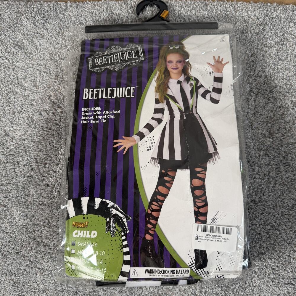 Spirit Halloween Beetlejuice Costume Dress Set Small 4-6 Gothic Halloween Horror